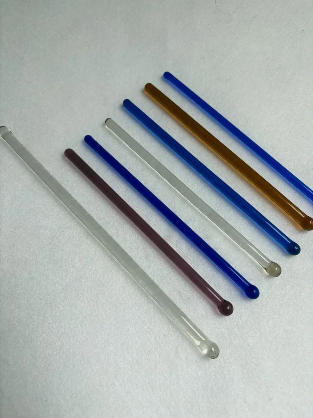 MCM Blown Glass Swizzle Cocktail Stir Stick Rods Vintage Barware Lot Of 7